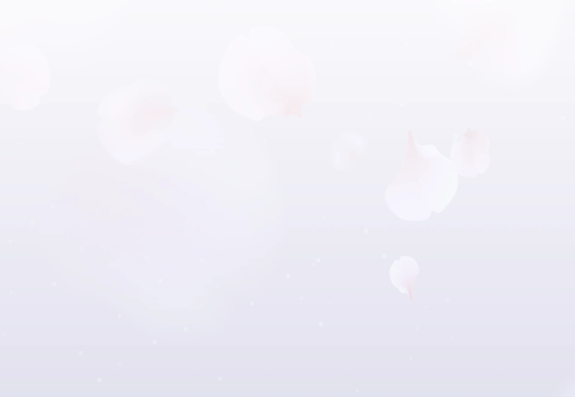 Soft pink flower petals scattered on a light, gradient background with a few small white specks, creating a gentle and airy atmosphere.